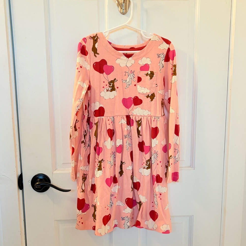 Boden Pink Heart and Bunny Print Valentines Dress NWOT